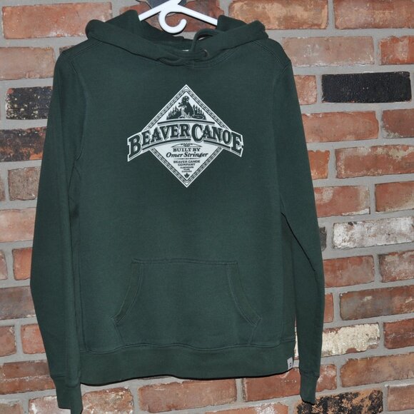 BEAVER CANOE Cotton HOODIE SWEATSHIRT Dark Green Youth XL Women's Medium - Picture 1 of 5